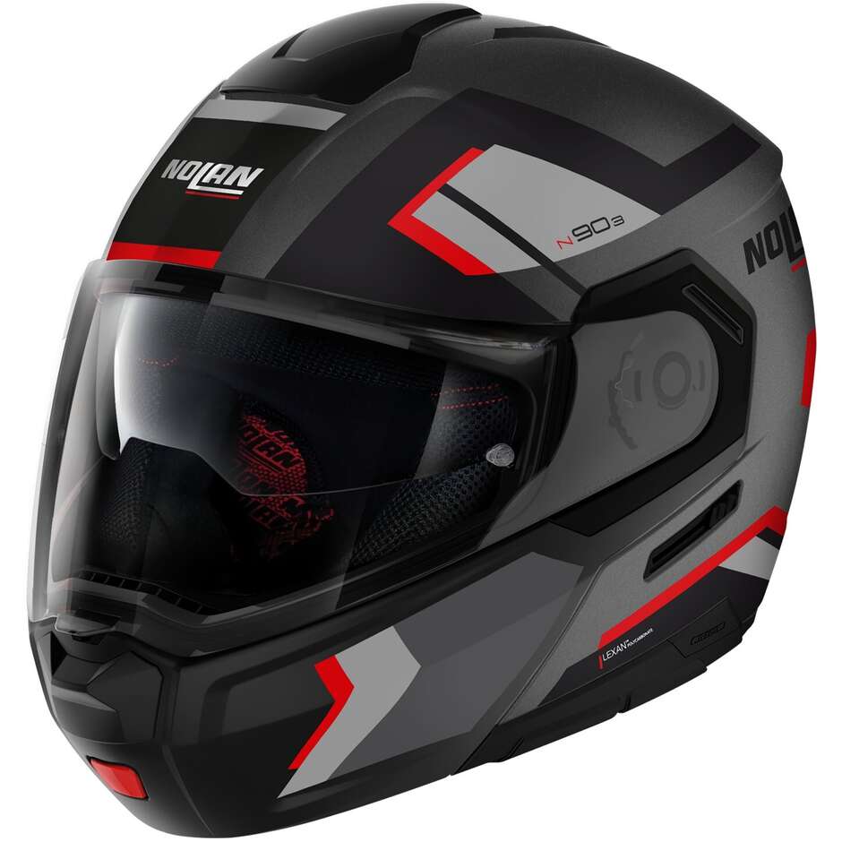 Modular Motorcycle Helmet P/J Nolan N90-3 06 LIGHTHOUSE N-COM 047 Black Red Silver