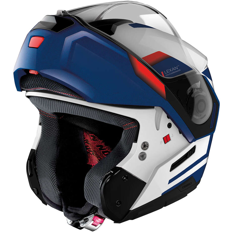 Modular Motorcycle Helmet P/J Nolan N90-3 06 REFLECTOR N-Com 038 White Blue Red Metal