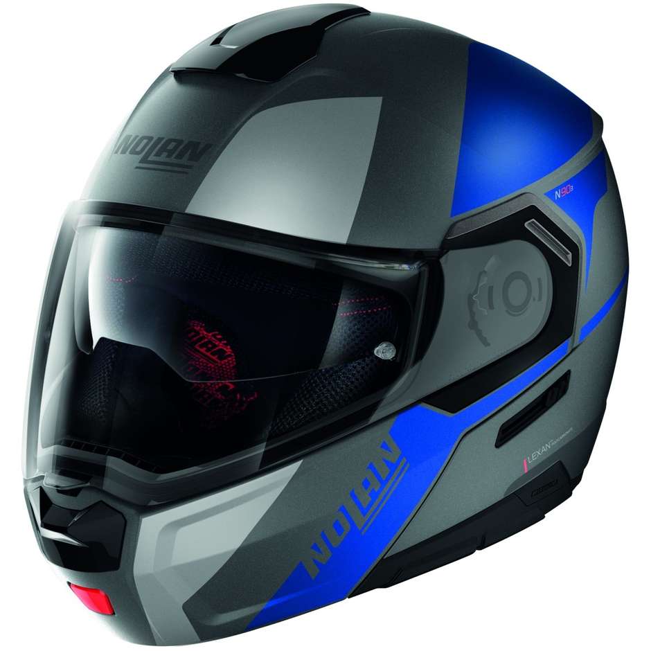Modular Motorcycle Helmet P / J Nolan N90.3 Approval WILCO N-Com 027 Lava Blue Opaque
