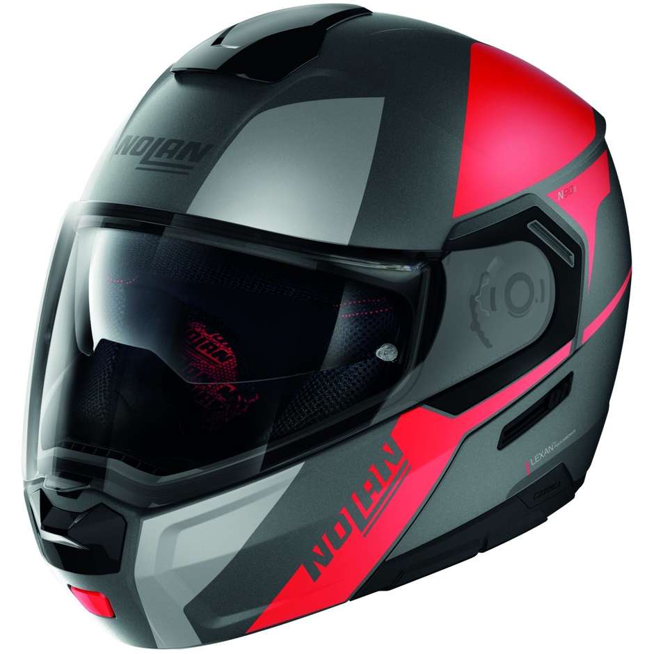 Modular Motorcycle Helmet P / J Nolan N90.3 Approval WILCO N-Com 029 Lava Matt Red