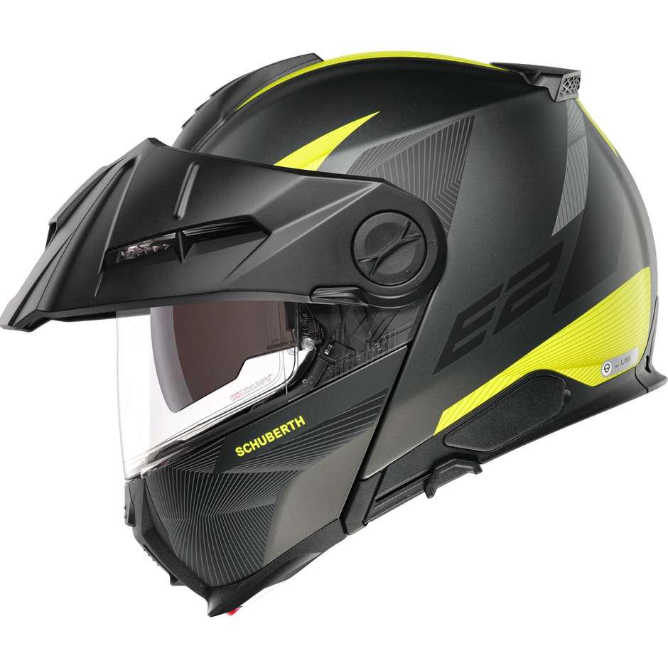 Modular Motorcycle Helmet P / J Schuberth E2 DEFENDER Yellow