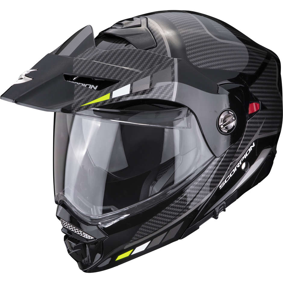 Modular Motorcycle Helmet P / J Scorpion ADX-2 CAMINO Black Silver Yellow Fluo