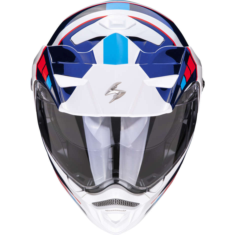 Modular Motorcycle Helmet P / J Scorpion ADX-2 CAMINO White Pearl Blue Red