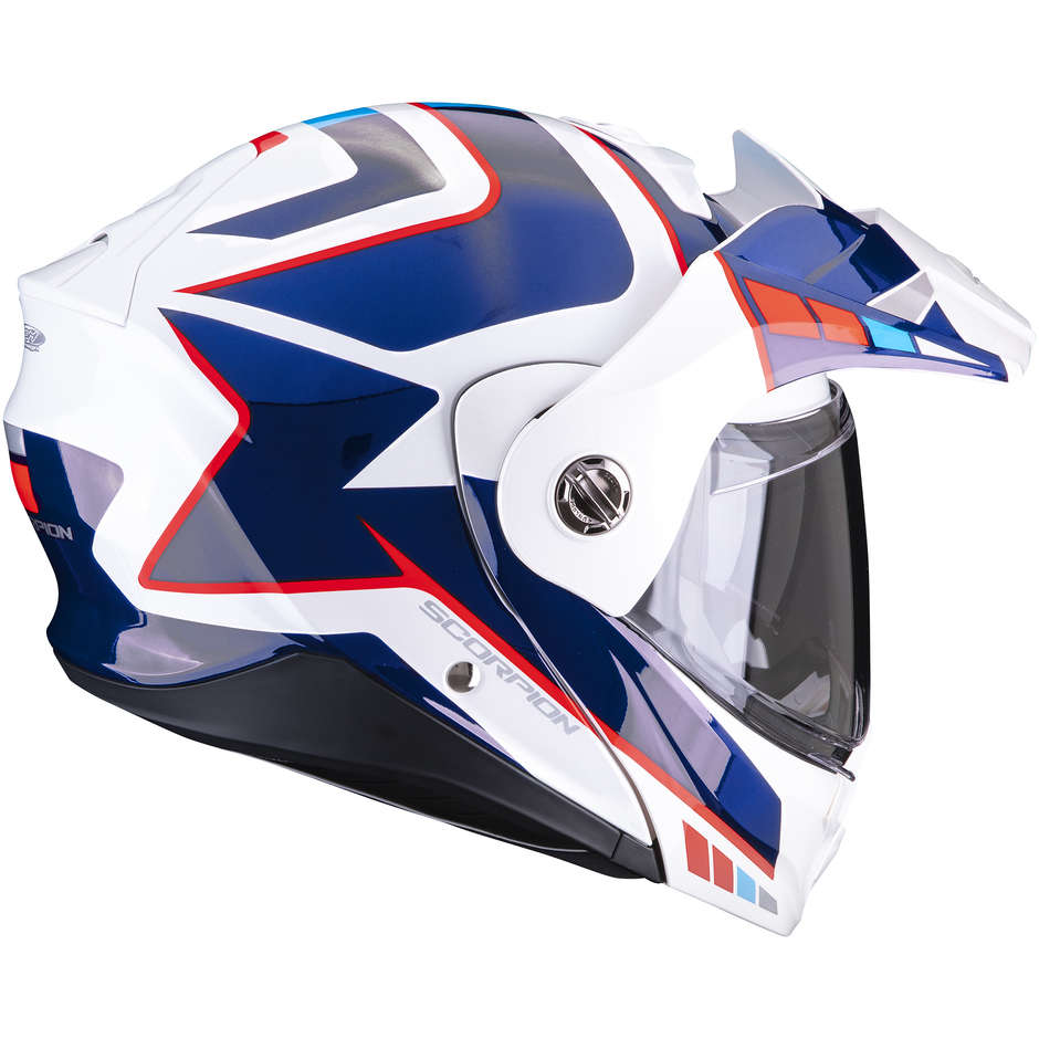 Modular Motorcycle Helmet P / J Scorpion ADX-2 CAMINO White Pearl Blue Red