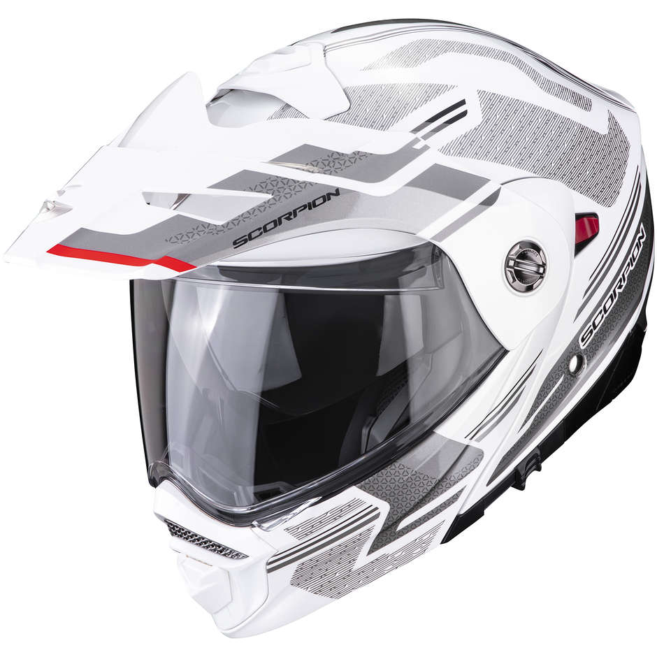 Modular Motorcycle Helmet P / J Scorpion ADX-2 CARRERA White Pearl Silver
