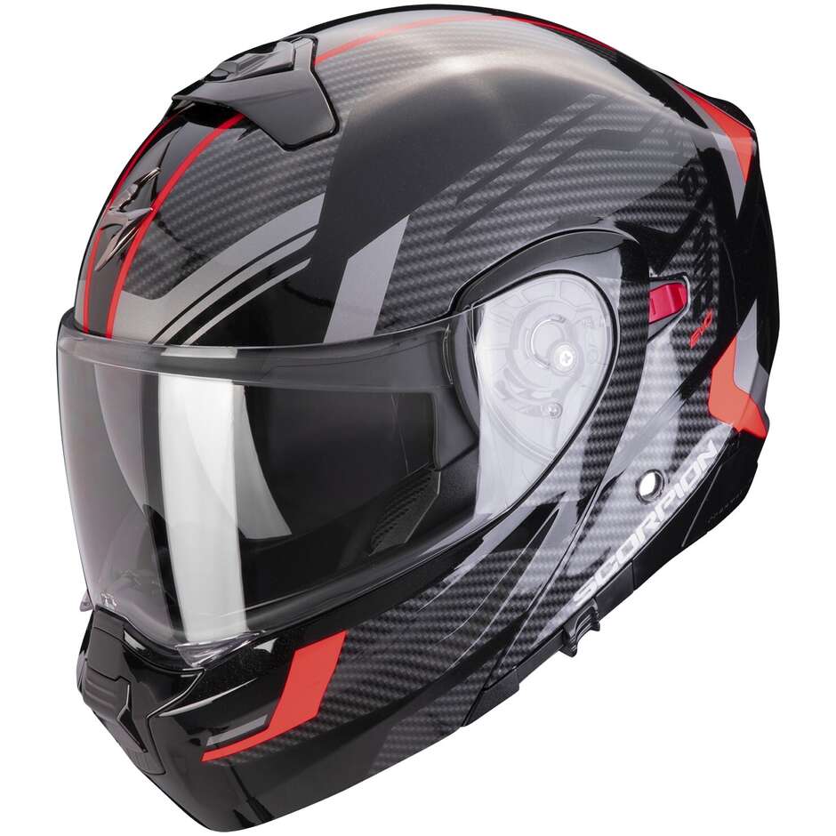 Modular Motorcycle Helmet P/J Scorpion EXO 930 EVO SIKON Black Silver Red