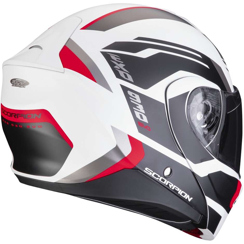 Modular Motorcycle Helmet P/J Scorpion EXO 930 EVO SIKON Matt White Black Red