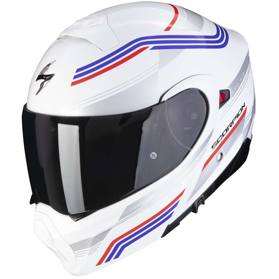 Modular Motorcycle Helmet P / J Scorpion EXO-930 MULTI White Blue Red
