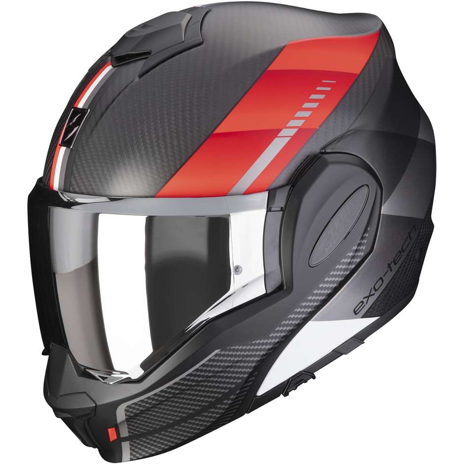 Modular Motorcycle Helmet P / J Scorpion EXO-TECH EVO CARBON GENUS Matt Black Red
