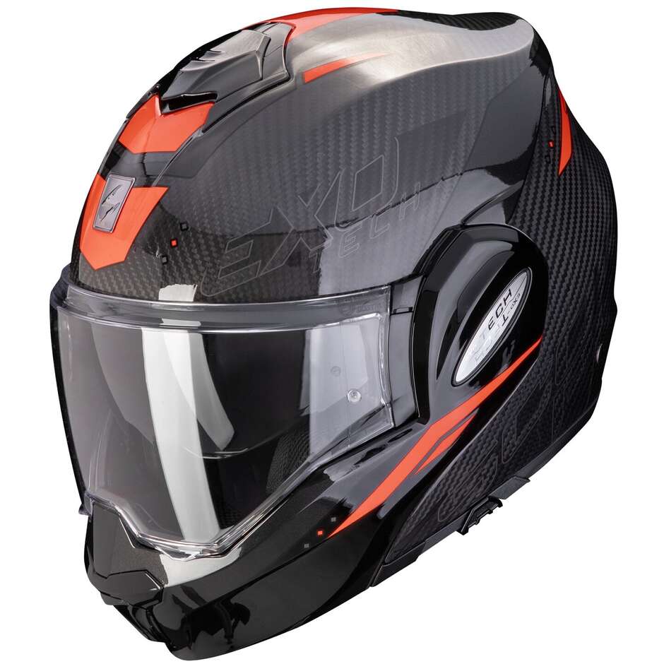 Modular Motorcycle Helmet P/J Scorpion EXO-TECH EVO CARBON ROVER Black Red