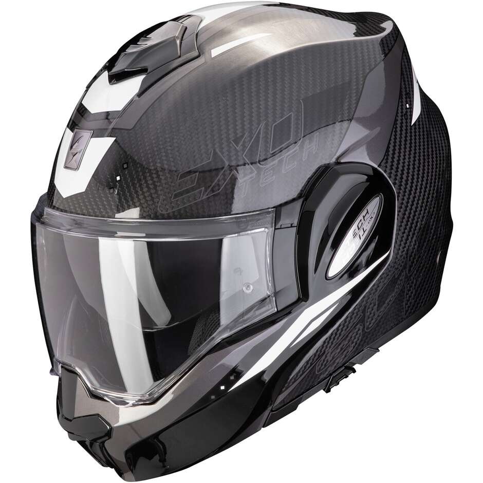 Modular Motorcycle Helmet P/J Scorpion EXO-TECH EVO CARBON ROVER Black White