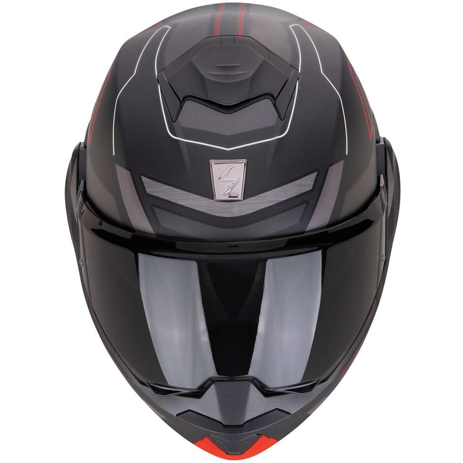 Modularer Motorradhelm P/J Scorpion EXO-TECH EVO CONQUER Mattschwarz Rot