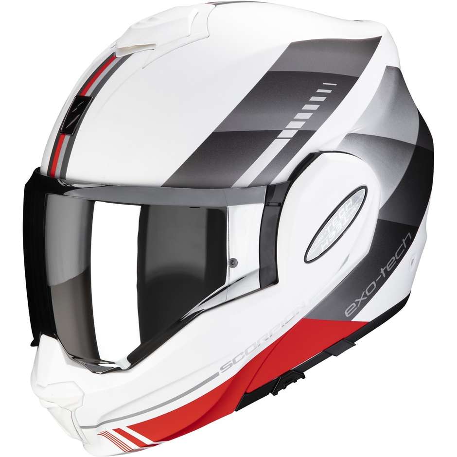 Modular Motorcycle Helmet P / J Scorpion EXO-TECH EVO GENRE Matt White Silver Red
