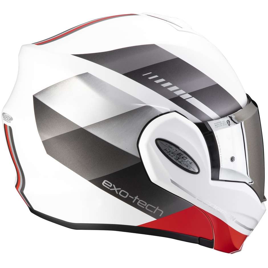 Modular Motorcycle Helmet P / J Scorpion EXO-TECH EVO GENRE Matt White Silver Red