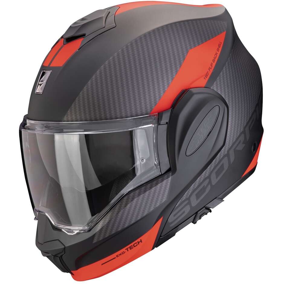 Modular Motorcycle Helmet P/J Scorpion EXO-TECH EVO TEAM Black Silver Red