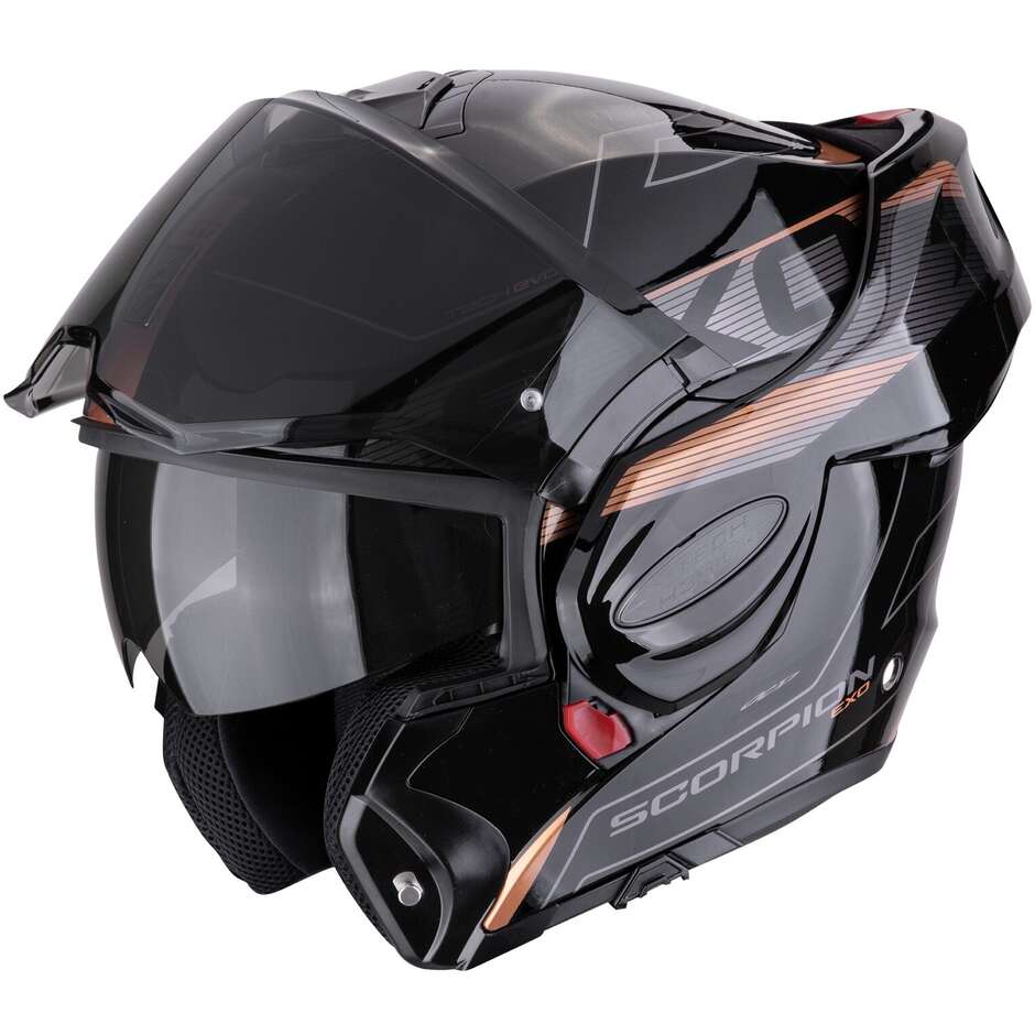 Modular Motorcycle Helmet P/J Scorpion EXO-TECH EVO TRAVELLER Black Copper
