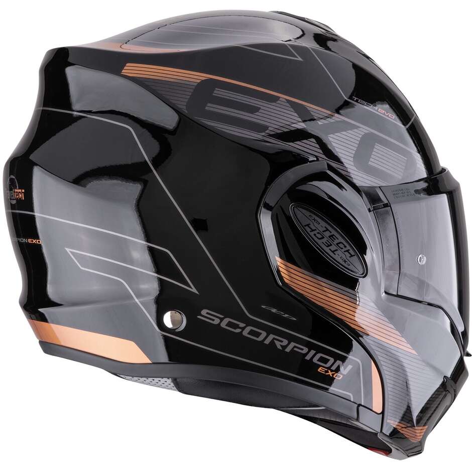 Modular Motorcycle Helmet P/J Scorpion EXO-TECH EVO TRAVELLER Black Copper