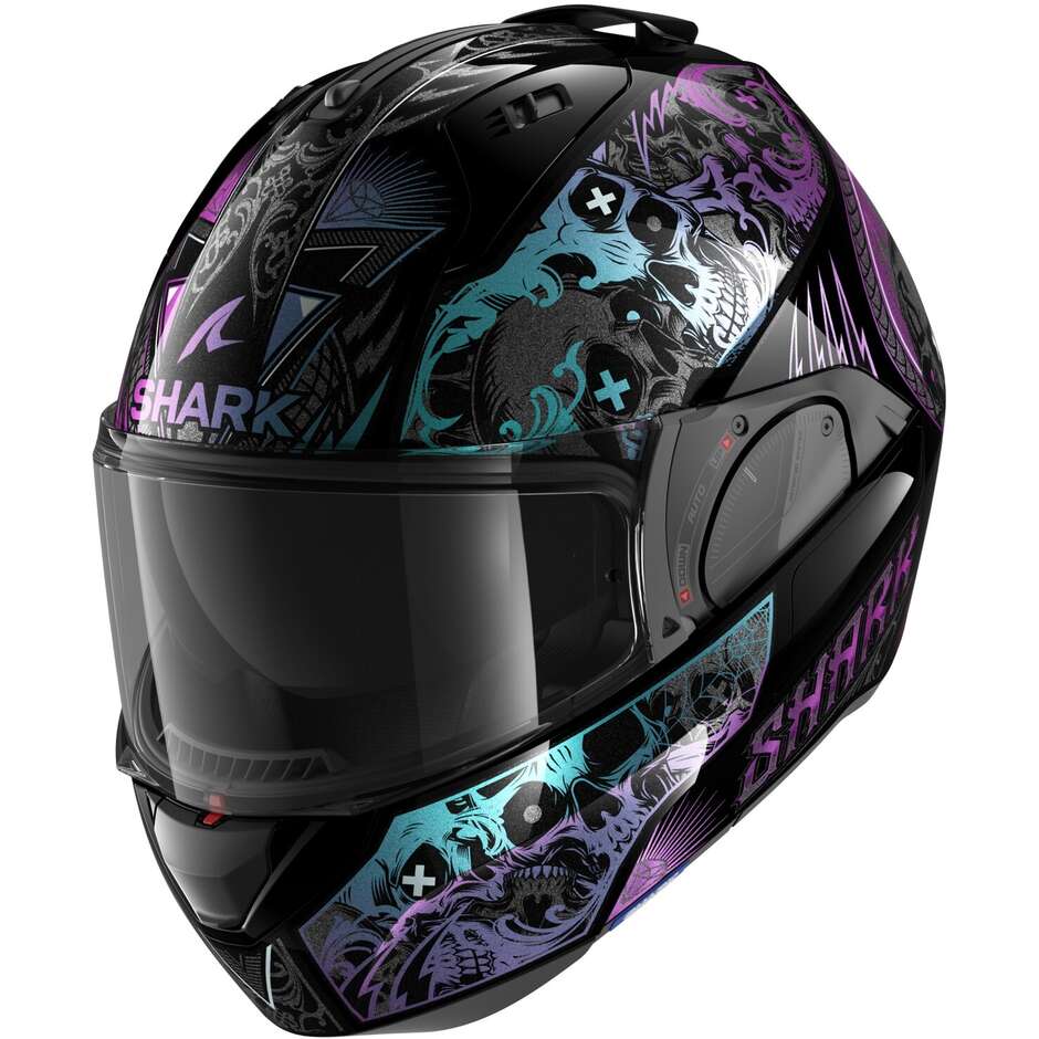 Modular Motorcycle Helmet P / J Shark EVO ES K-ROZEN Black Purple Glitter
