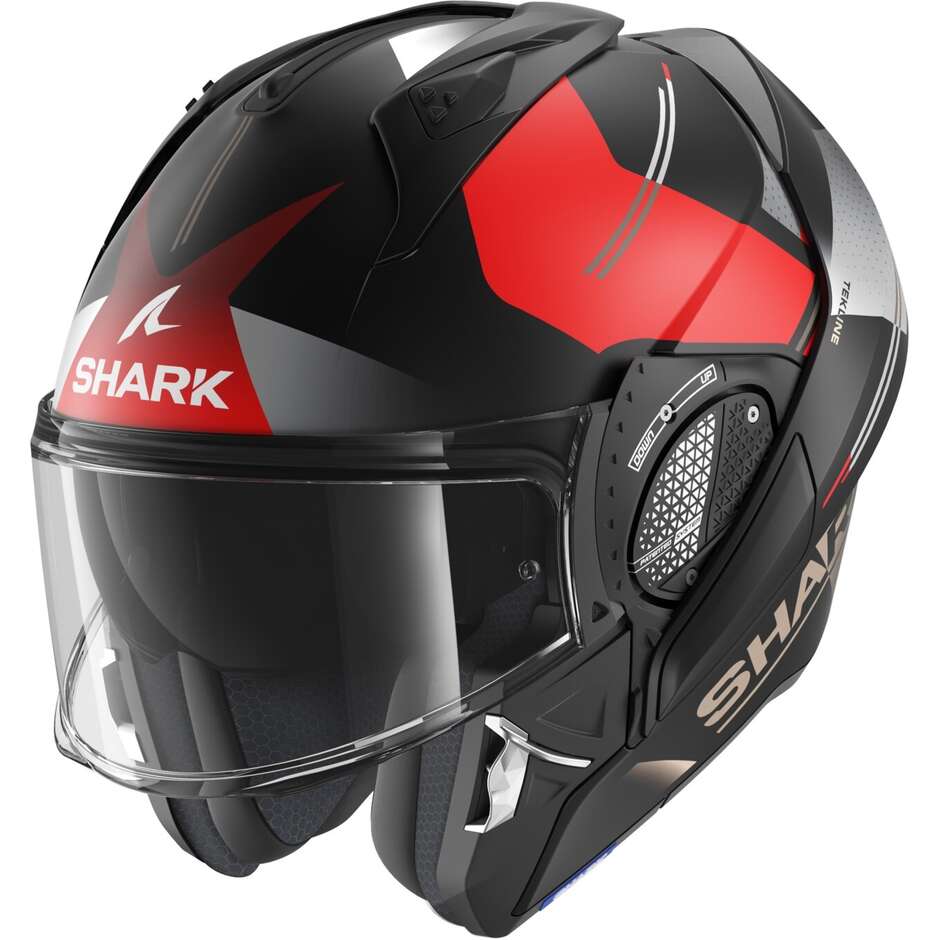 Modular Motorcycle Helmet P / J Shark EVO GT TEKLINE Matt Black Chrome Red