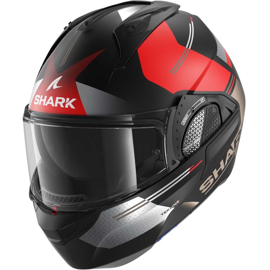 Modular Motorcycle Helmet P / J Shark EVO GT TEKLINE Matt Black Chrome Red