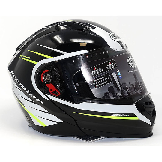 Modular Motorcycle Helmet Premier DELTA M 9 Black White Yellow Fluo