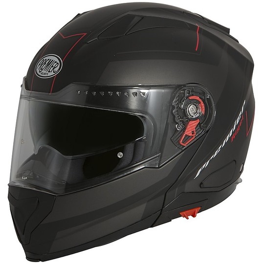 Modular Motorcycle Helmet Premier DELTA RG 92 BM Matte Black Red