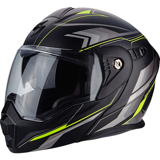 Modular Motorcycle Helmet Scorpion ADX-1 Black Dark Matte Yellow Neon