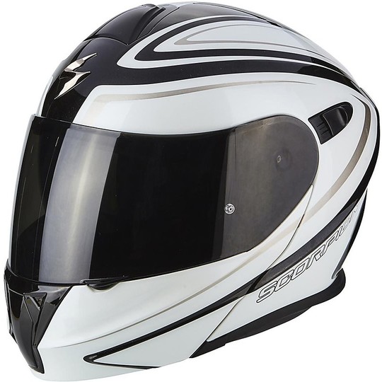 Modular Motorcycle Helmet Scorpion Exo-920 Ritzy Black White