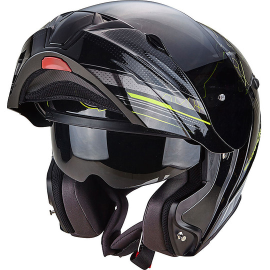 Modular Motorcycle Helmet Scorpion Exo-920 Satellite Black Yellow Neon