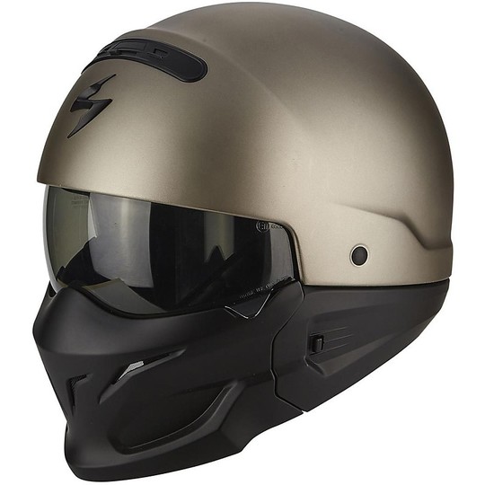 Modular Motorcycle Helmet Scorpion Exo-Combat 2 in 1 Solid Titanium