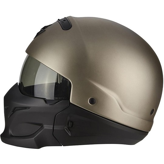 Modular Motorcycle Helmet Scorpion Exo-Combat 2 in 1 Solid Titanium