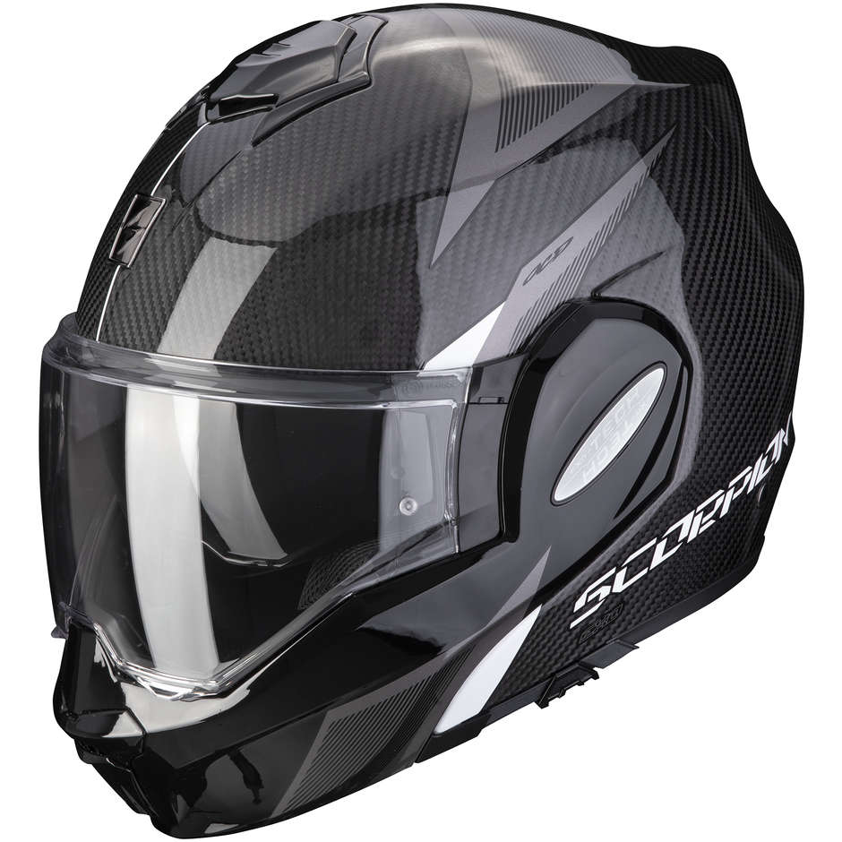 Modular Motorcycle Helmet Scorpion EXO-TECH CARBON TOP Black White