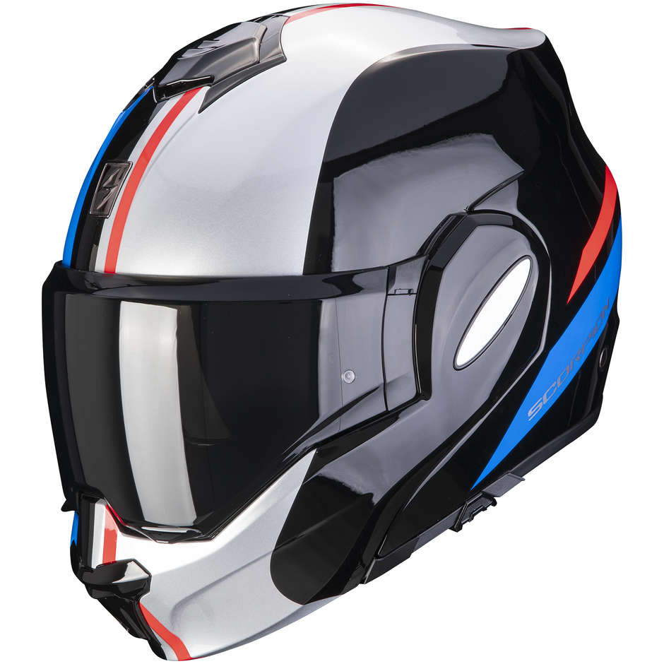Modular Motorcycle Helmet Scorpion EXO-TECH FORZA Black Silver Red