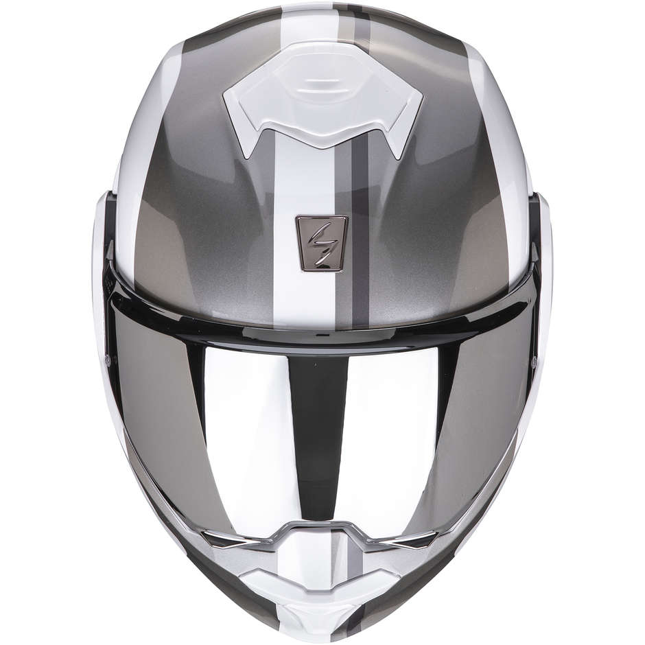 Modular Motorcycle Helmet Scorpion EXO-TECH FORZA White Pearl Silver
