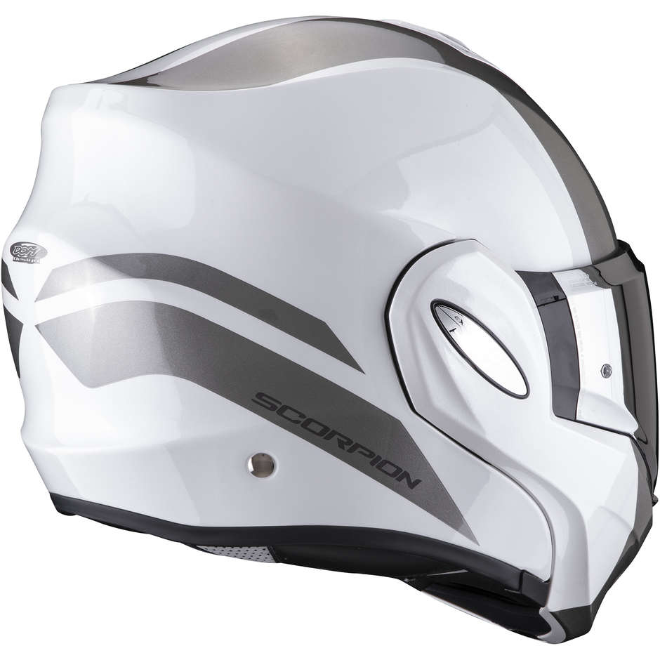 Modular Motorcycle Helmet Scorpion EXO-TECH FORZA White Pearl Silver