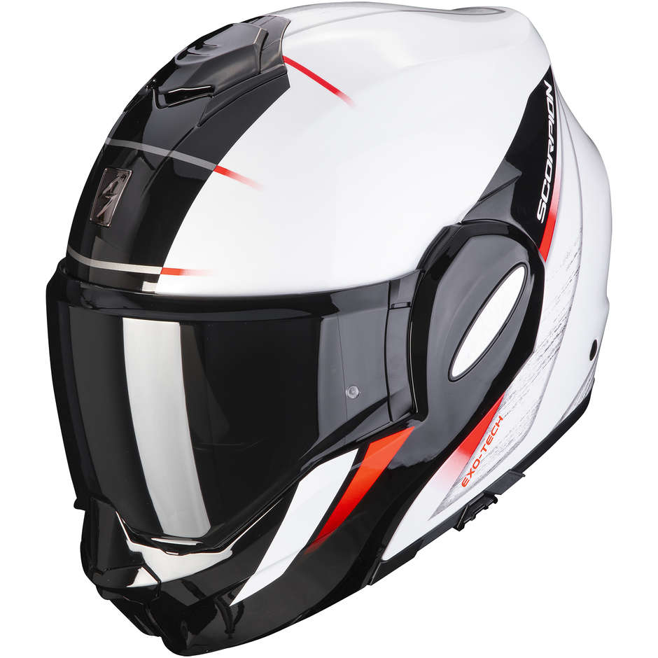 Modular Motorcycle Helmet Scorpion EXO-TECH PRIMUS White Pearl Black