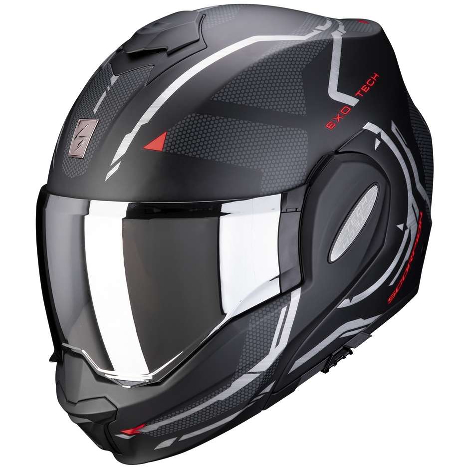Modular Motorcycle Helmet Scorpion EXO-TECH SQUARE Matt Black Red