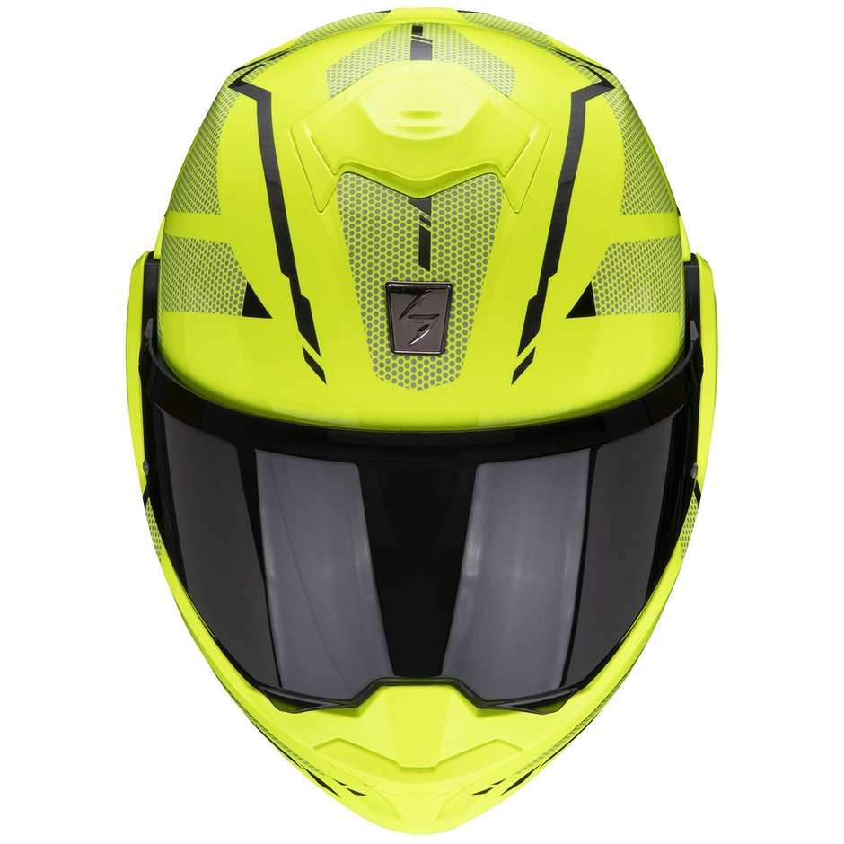Modular Motorcycle Helmet Scorpion EXO-TECH SQUARE Yellow Fluo Black