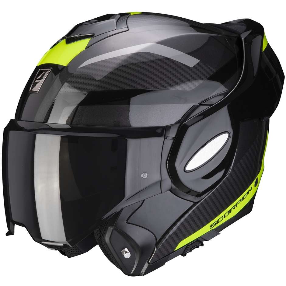 Modular Motorcycle Helmet Scorpion EXO-TECH TRAP Black Yellow Fluo