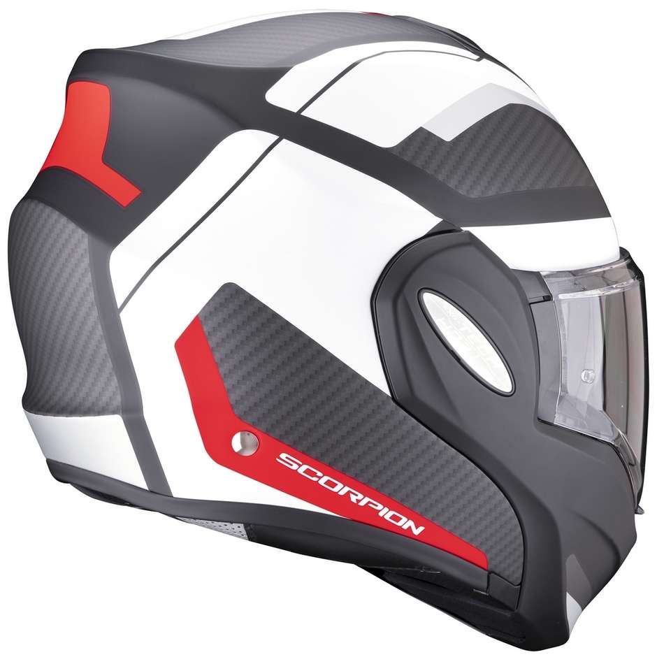 Modular Motorcycle Helmet Scorpion EXO-TECH TRAP Matt Black Red White