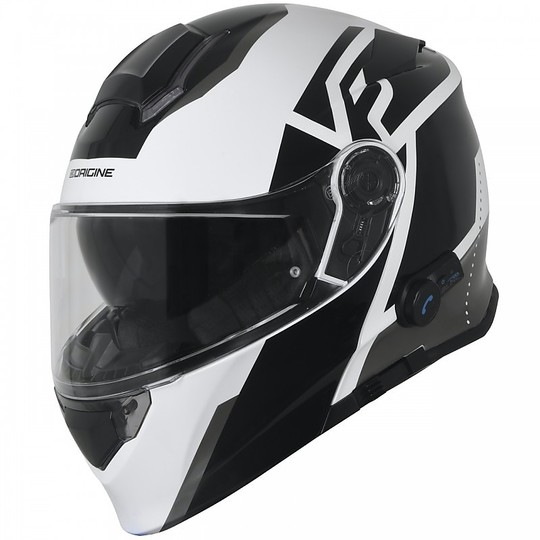 Modular motorcycle helmet with Bluetooth Integrated Origin DELTA LEVEL Black White Glossy