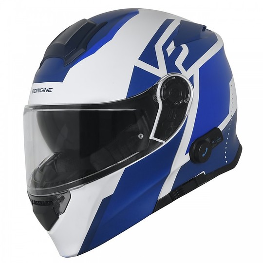 Modular motorcycle helmet with Bluetooth Integrated Origin DELTA LEVEL Blue Matt White
