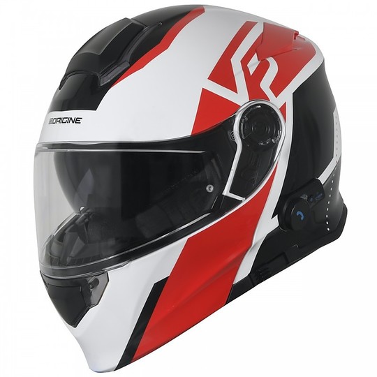 Modular motorcycle helmet with Bluetooth Integrated Origin DELTA LEVEL Red White Glossy