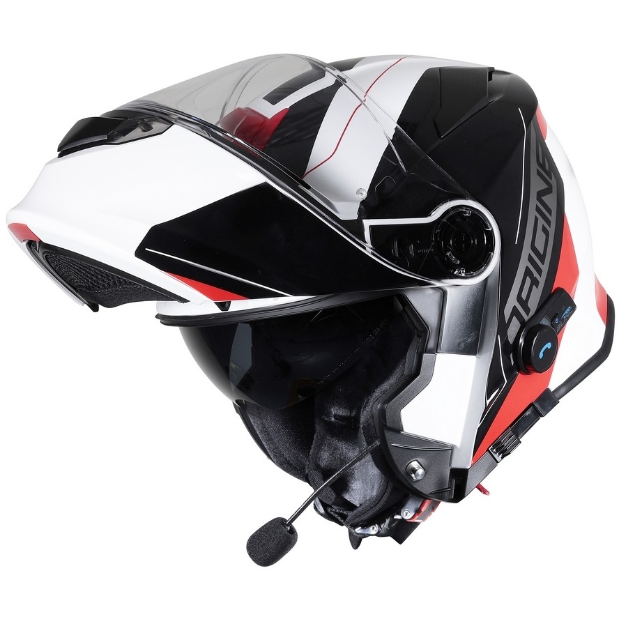 Modular Motorcycle Helmet with Bluetooth Origin DELTA BT Spike Red White Glossy