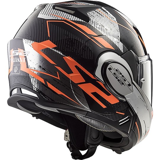Modular Motorcycle Helmet with LS2 FF399 Valiant ROBOTO Black Orange Chromo