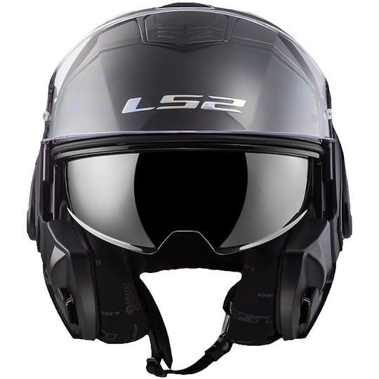 Modular Motorcycle Helmet with LS2 FF399 VALIANT Solid Tilt Rear Menton