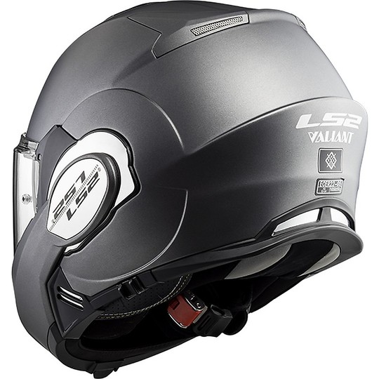 Modular Motorcycle Helmet with LS2 FF399 VALIANT Tilted Menton Muddy Titanium