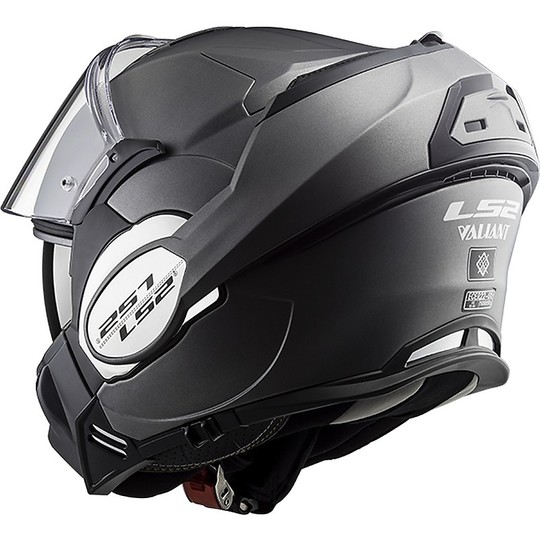 Modular Motorcycle Helmet with LS2 FF399 VALIANT Tilted Menton Muddy Titanium