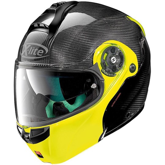Modular Motorcycle Helmet X-Lite X-1004 Ultra Carbon DYAD N-Com 004 Fluo Yellow