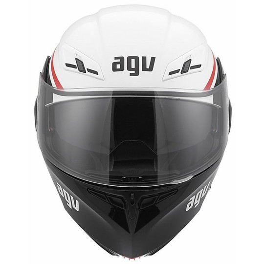 Modular Motorrad Helm Agv New Compact Dual-Zertifizierungskurs Multi Weiß Rot